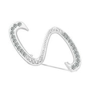 rygai 1 Pc Rhinestone English Letters Alphabet A-Z Brooch Pin Ornament-Silver